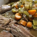 A slow cooker pot roast that is very easy to make and reheat and delicious.  